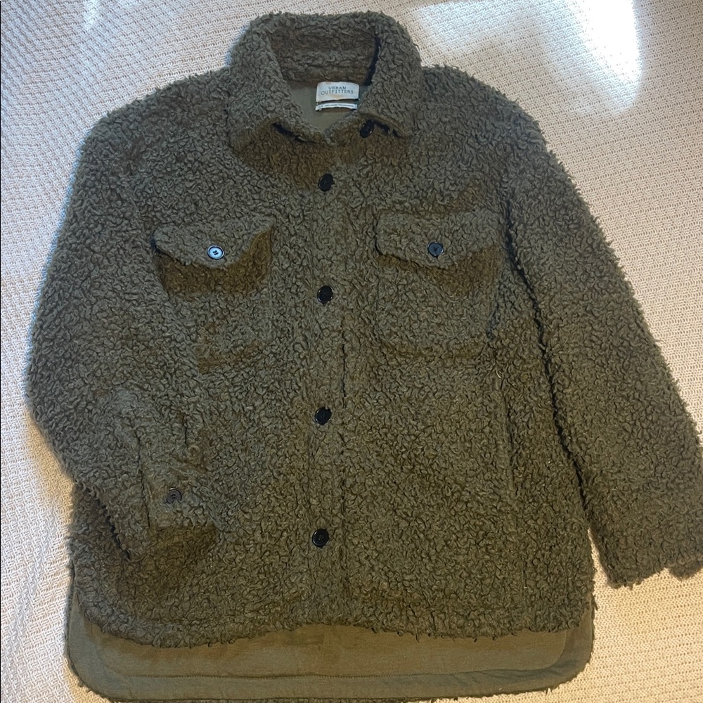 Urban Outfitters Kids Forest Green Sherpa Coat